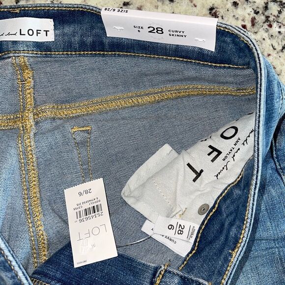 Ann Taylor LOFT Womens Frayed Hem Curvy Cropped Skinny Jeans Blue Size 6/28 NWT - Picture 5 of 9